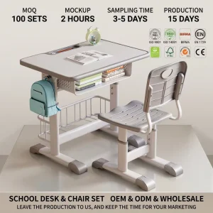 OEM Heavy Duty School Chairs and Tables Set Ergonomic Child Study Chair with Posture Support Kids Furniture Sets for Classroom
