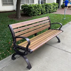 OEM Modern Aluminum Framed Bench Outdoor Furniture Wooden Seating Bench with Backrest