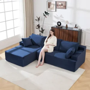 OEM Modern Upholstered Compressed Foam Sofa Bed ODM Modular Cloud Corduroy Sectional Couches Luxury Boneless L Shaped in a Box