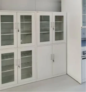 OEM ODM 4 Door Cold Rolled Steel Medical Cabinet Glass View Lockable Storage Cabinet with Keys for Laboratory Clinic Pharmacy