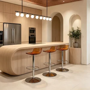 OEM ODM Acceptable Modern Tinted Resin Durable Eco Friendly Bar Stool Rotatable Height Adjustable for Living Room