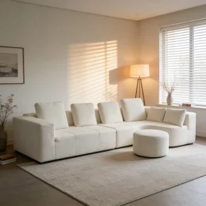 OEM ODM Convertible L shaped Compressed Sofa Modular Ottoman Multi cushion Villa Office Living Small Space Modern Design