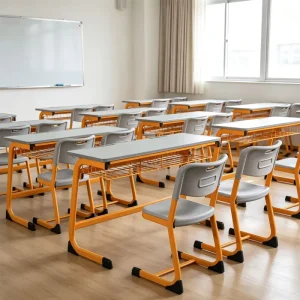 OEM ODM Foldable Writing Desk Particle Board Full PVC Edge Banding Metal Frame Portable Training Table for School Home Event