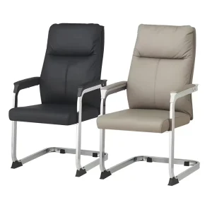 OEM ODM High Back Executive Office Chairs Sled Base Meeting Chair Professional PU Leather Cantilever Seating with Silver Arms