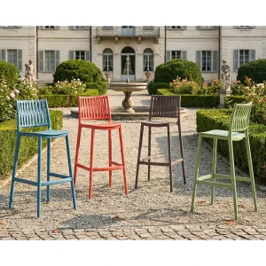 OEM ODM Modern Design Stackable Bar Chairs PP Polypropylene Plastic Bar Stool Chairs with Footrest