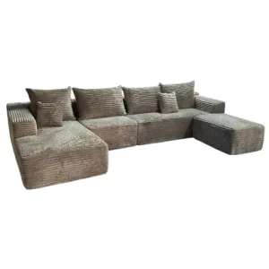 OEM ODM Modern Ribbed Corduroy Sofa Compressed High Density Foam Modular Sectional Boneless Sofa Couch