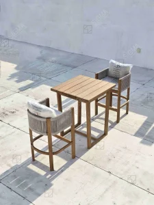 OEM Outdoor Teak Event Bar Dining Table and Chairs Furniture