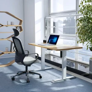 OMNI Commercial Modern Stainless Steel Standing Desk Electric Adjustable Table 4 Memory Height Settings 2 Stage Workbench Office