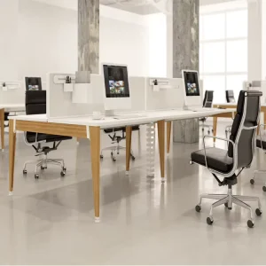OMNI Linear Benching Desk System for Open Workspace Shared Leg Bench Desk