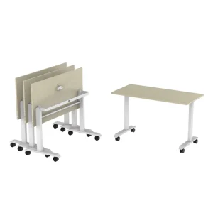 OMNI Modern Dynamic Layout Training Table with Flipping and Nesting Modular Steel Design for Collaborative Seminar Rooms Casters