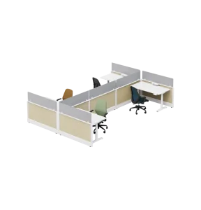 OMNI Office Cubicle Desk with Privacy Panels for Staff Teams Call Center Workstation