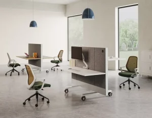 OMNI Panel Workstation with Adjustable Height Desk Storage and Mobility for Flexible Office Spaces