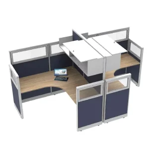 OMW L Shaped Panel Workstation Privacy Raceway Series Aluminum Single Cubicle Office Desk Partitions