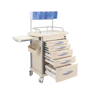 ORP AT75049 Emergency Hospital Treatment Trolley Drawers Trash Can Medication Crash Cart Aluminum Alloy Upright Column