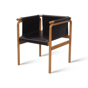 Oak Frame Faux Leather Upholstered Dining Chair Padded Seat & Back Commercial Cafe Wooden Side Chair