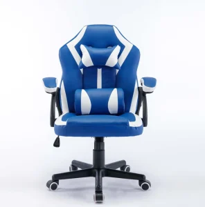 Oem Custom Ergonomic PC Computer Chair Swivel PVC Leather Gaming Chair Blue With Wheels