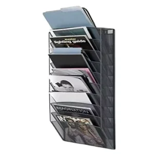 Office 10 Sections Hanging Magazine Files Rack Wall Mounted Metal Mesh Document File Organizer Holder