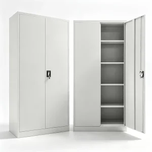 Office 2 Door Steel Filing Cabinet with 4 Adjustable Shelves Tall Metal Lockable File Storage Cupboard