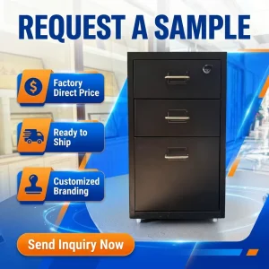Office 3 Drawer Black Steel Rolling File Cabinet Lockable Mobile Pedestal Under Desk Document Organizer OEM Manufacturer