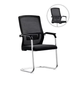 Office Chair Modern Steel Frame Without Wheel Mesh Fabric Sled Stationary for Meeting Reception Visitor Class Events Waiting