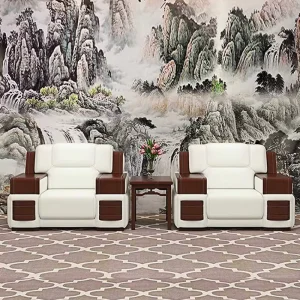 Office Commercial Combination Sofa Genuine Leather Simple and Modern for Three person Use Suitable for Business Purposes