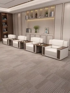 Office Commercial Sectional Sofa Genuine Leather Simple Modern Three Seater Reception Business Rooms Coffee Table Set Office