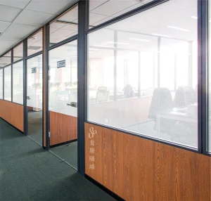 Office Cubicle Wooden Style Offices Wall Partitions Sectional Visible Frame Single Glass Wall