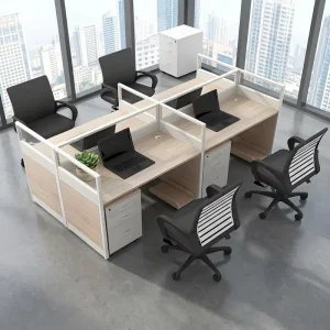 Office Cubicle Workstation Work Computer Desk Modern Wooden Employee Seat Partition Station Table Furniture Set with Storage