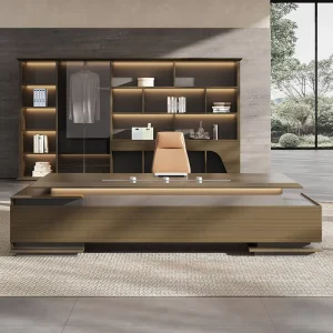 Office Desk Executive Desk High End CEO Office Desk and Chair Set Italian Modern Light Luxury Office Chairman’s Desk
