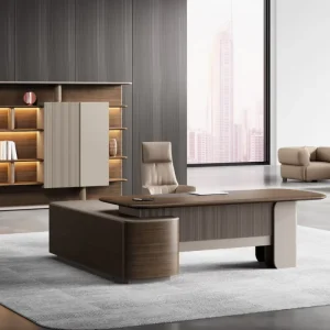 Office Desk Modern Office Furniture CEO Office Wooden Desk L Shape MDF Double Layers Desktop Boss Table