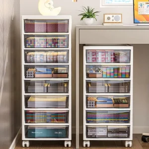 Office Desk Organizer Drawer Style Square Plastic 10 Tier Floor Standing Minimalist Storage Rack for Stationery Documents