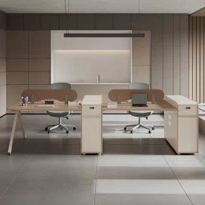 Office Desk and Chair Set Minimalist Modern 4 Seat 6 Booth Employee Staff Desk with Storage Function Commercial Use