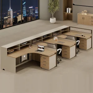 Office Desk for 1-8 People Modern L-Shaped Cubicle Partition Double-Person Desk Freely Combinable Eco-Friendly Office Building