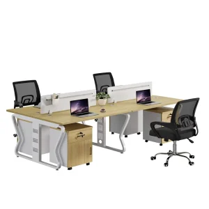 Office Desk for Employees Modern Simple Wood Square Design Light Luxury High End Feel Screen Partition Drawer Cable Box