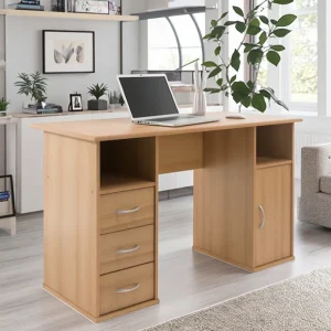 Office Desk with Storage Computer Desk with 3 Drawers and Door Kids Study Table for Students Office Work Table