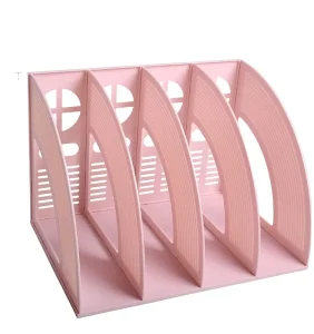Office Desktop Storage Folder Vertical Four Section PP Folder Book Desktop Organizer Plastic Storage Sturdy Magazine File Rack