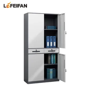 Office File Modern Design Metal Cabinet Storage Steel Filing Cabinet Cupboard With Middle Part 2 Drawers and Steel Doors