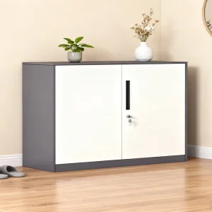 Office File Storage Cabinet Multifunctional Gray White Small Detachable Cabinet with Swing Door & Key Lock