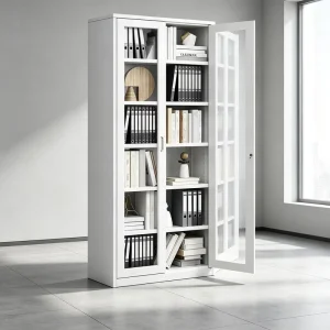 Office File Storage Cabinet with Key Lock and Adjustable Shelves Modern Design Office Storage