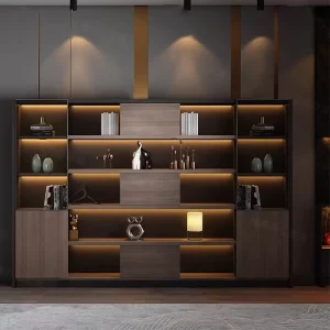 Office Filing Cabinet Solid Wood Modern Design Mobile Floor Standing Data Storage Cabinet with Drawers