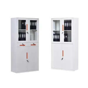 Office Filing Cabinets Metal Cabinet with Transparent Doors and Drawers Adjustable Shelves