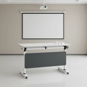 Office Foldable Training Furniture Portable Folding Room Table Adjustable with Wheels Meeting Laptop Collapsible Desk and Chairs