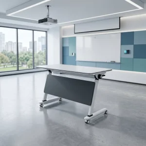 Office Foldable Training Table Portable Folding Room Adjustable with Wheels Meeting Wooden Desks Set Furniture Customization