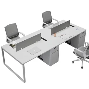 Office Furniture 4-Person & 6-Person Staff Table and Chair Combination with Corrosion Resistant Wood Modern Design