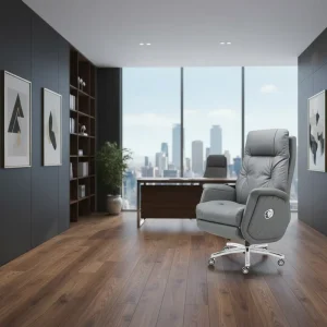Office Furniture Executive Chair With Wire Control Height Adjustable Seat 360 Degree Swivel Rexine Leather Reclining Boss Chair