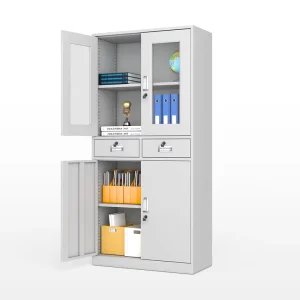 Office Furniture Glass Door Metal Storage Cabinet with Adjustable Shelves Steel Office Filing Cabinet