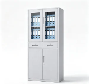 Office Furniture Metal Filing Cabinet Glass Upper Door Solid Lower Door Cabinet