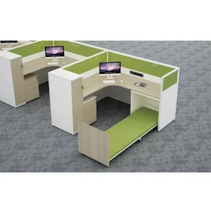 Office Furniture Office Cubicle Tile Based Partition 3 Person Office Workstation