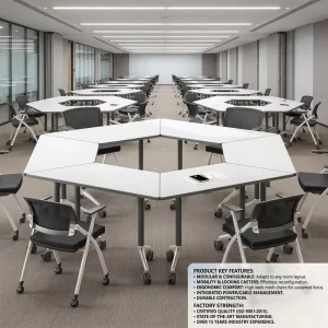 Office Furniture Office Table Meeting Desk Training Table With Wheel Training Chair Adjustable Trapezoid Student Desk