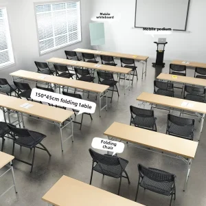 Office Furniture Training Conference Table Chair Set Folding Flip Up Modern Minimalist Design Stackable Writing Home Office